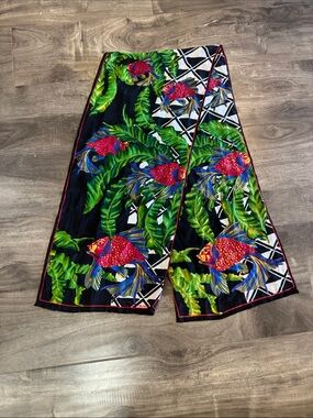 Oscar de la Renta silk scarf Tropical Fish Print Scarf - Black Background